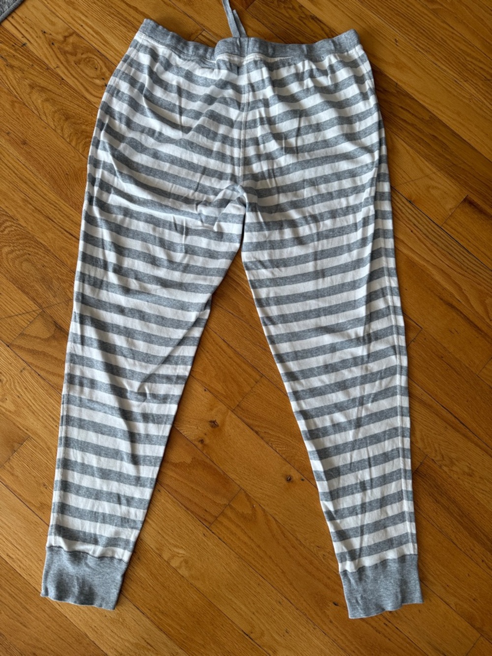 Hanna Andersson Organic Heather Gray White Striped Pajamas Adult Womens Set XL - Picture 8 of 11